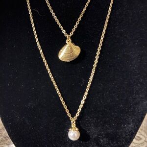 Gold and Pearl Double Layer Necklace